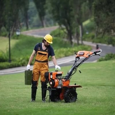 Four Stroke Rotary Hoe Cultivator Hand Activated Power Tiller Machine