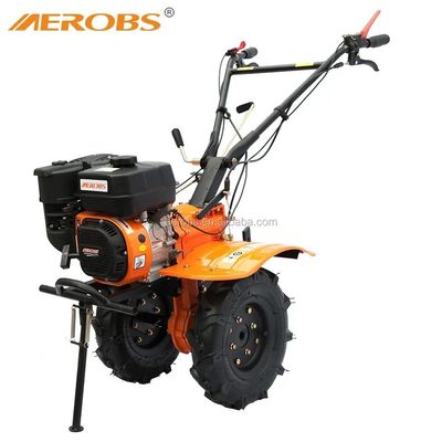 Four Stroke Rotary Hoe Cultivator Hand Activated Power Tiller Machine