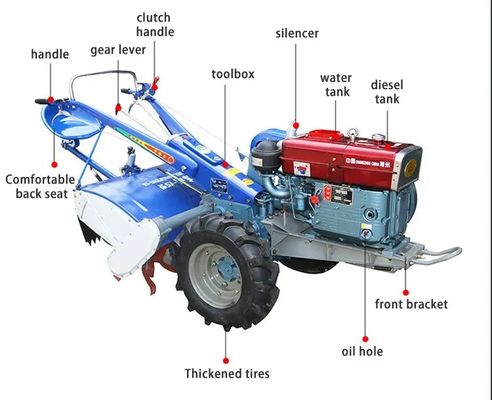 12hp Walking Farm Tractor 18hp Mini Diesel Walking Hand Tractor 16hp